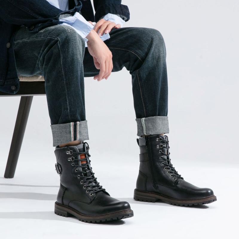 Boots for Men Casual Dress Retro Lace Up Motorcycle Boots Boy Shoe