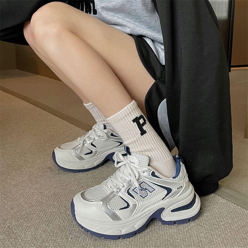 Platform Dad Shoes Women's New Popular Soft Bottom Portable All-Match Breathable Mesh Running Sneaker