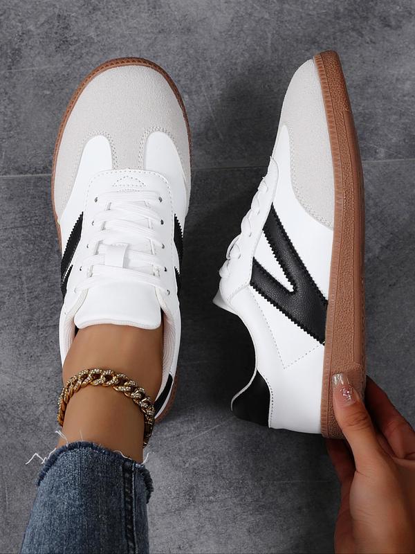 Women's Fashionable Lace Up Low Top Sneakers, 2024 New Style Casual Comfortable Breathable Sports Shoes, Female All-match Round Toe Shoes for Daily Wear