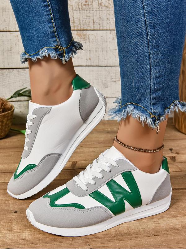 Women's Fashionable Lace Up Low Top Sneakers, 2024 New Style Casual Comfortable Sports Shoes for Daily Wear, Female All-match Round Toe Shoes for Daily Wear