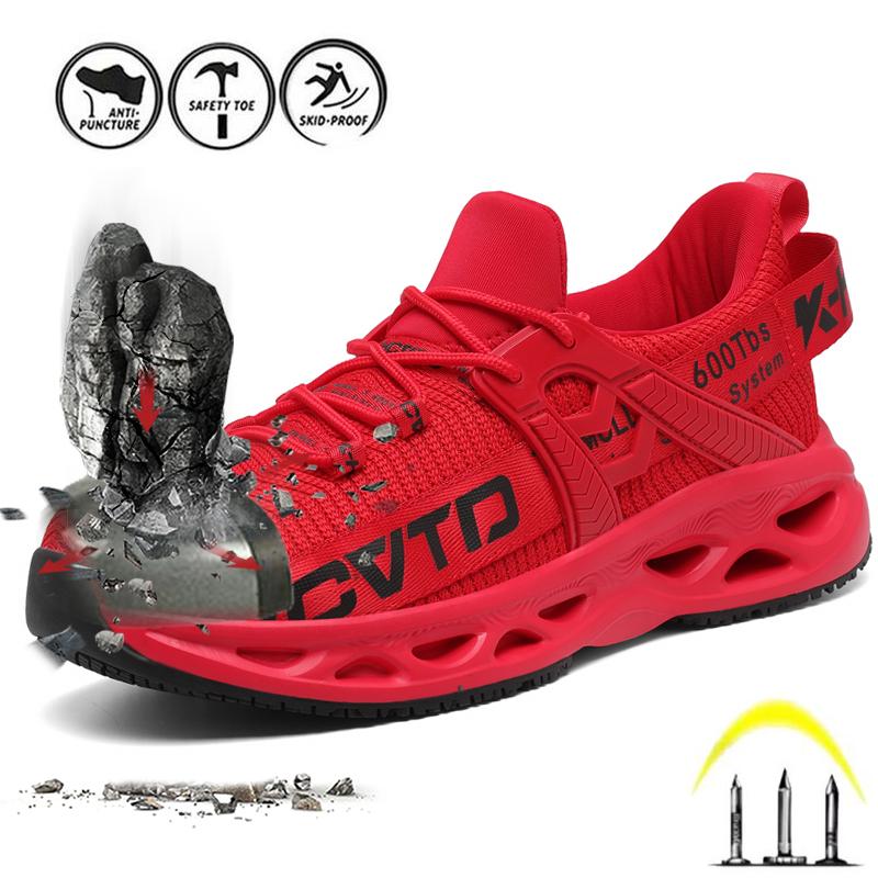 Steel Toe Shoes for Men Women Work Shoes Safety Sneakers Shoes Comfortable Lightweight Puncture Proof Slip on Indestructible Work Shoes