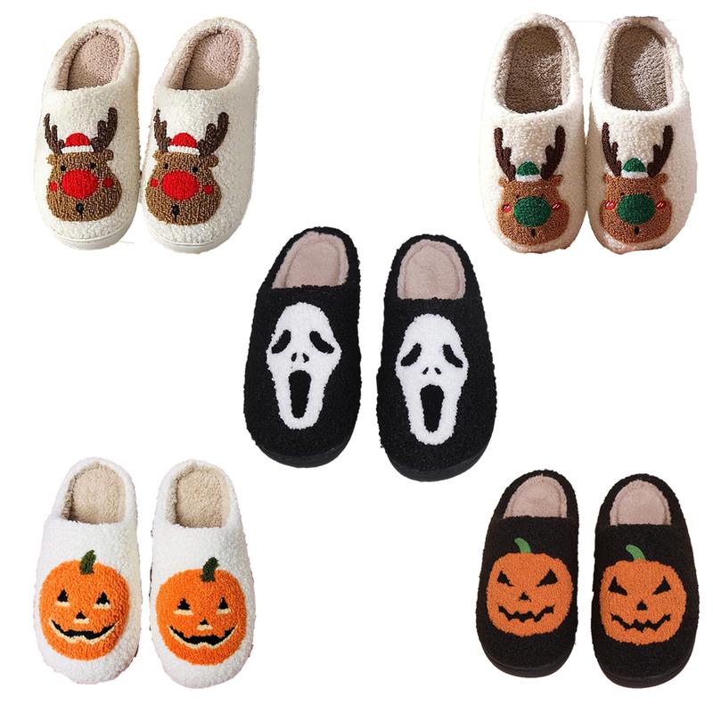 Women's Winter Cute Christmas Slippers Reindeer Slippers for Women Men Family Xmas Slippers Elk Girl Footwear Walking Shoes Shoe