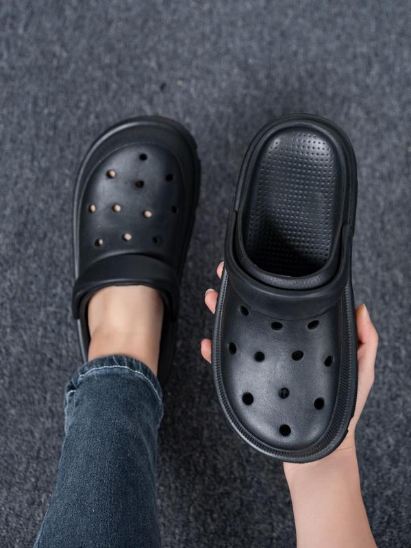 Summer 2024 Women's Casual Simple Style Solid Color Vented Clog, Trendy All-match Vented Clog, Fashion Outdoor Beach Slippers for Daily Wear