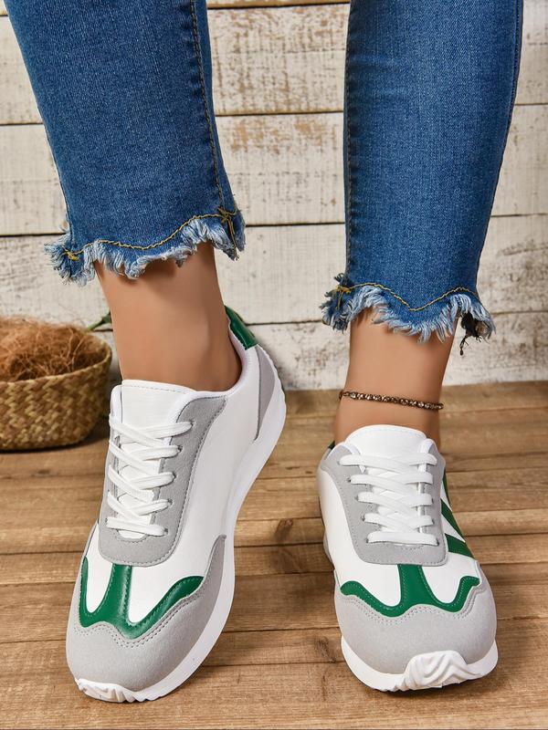 Women's Fashionable Lace Up Low Top Sneakers, 2024 New Style Casual Comfortable Sports Shoes for Daily Wear, Female All-match Round Toe Shoes for Daily Wear