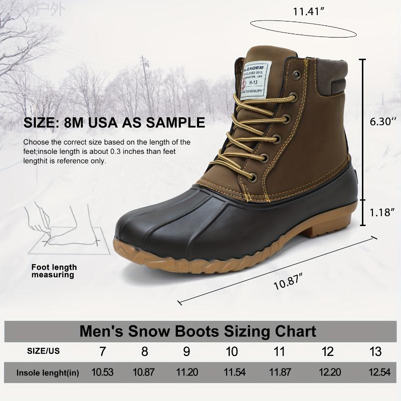 Men's Insulated Fur Lined Duck Snow Boot - Waterproof Winter Boot for Cold Weather - Warm and Comfortable Snowshoes for Men Footwear Boy