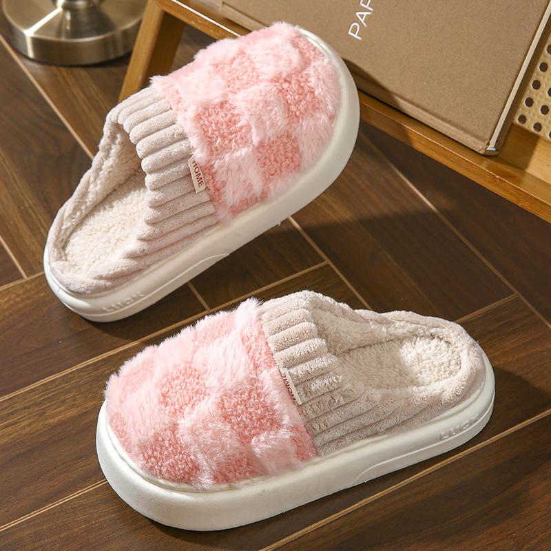 Cotton slippers for women, anti slip cashmere for warmth, monthly slippers for indoor home, cute and fluffy cotton mop Girl Walking Shoes Footwear Flipflop Slide Comfort Tsinelas Pedal