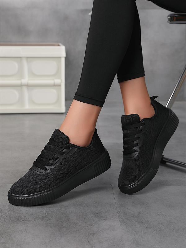 Women's Fashionable Solid Lace Up Low Top Skateboard Sneakers, Casual Comfortable Sports Shoes for Daily Wear, Female All-match Round Toe Shoes for Daily Wear