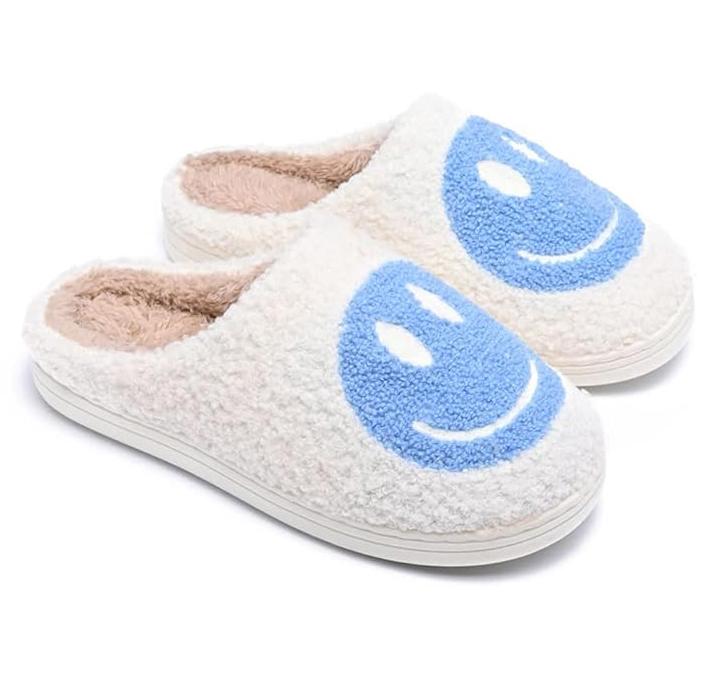 Anti-slip Slippers,Indoor Men's Winter Shoes,Soft Plush Cozy Home Slippers,Smiley Slippers