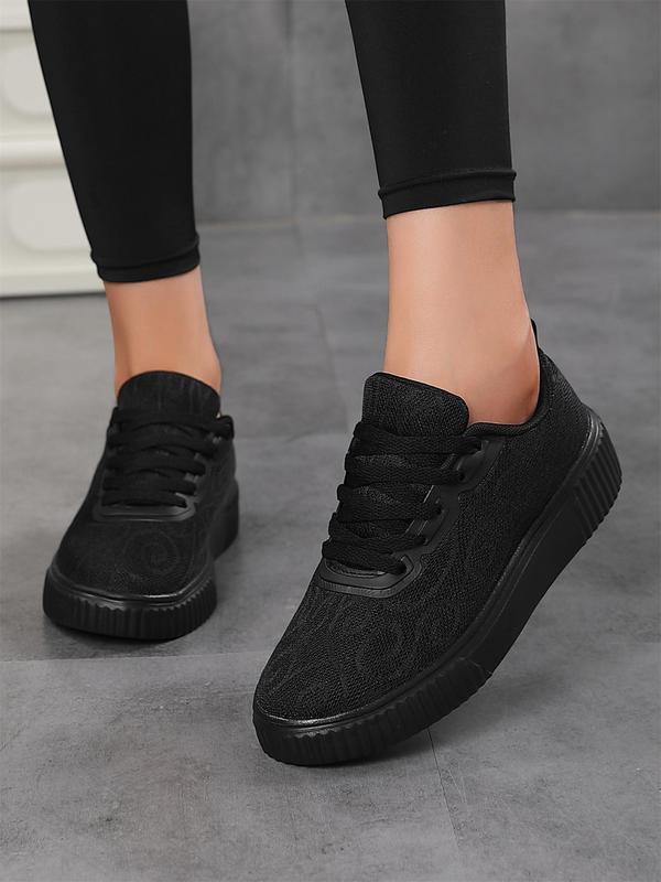 Women's Fashionable Solid Lace Up Low Top Skateboard Sneakers, Casual Comfortable Sports Shoes for Daily Wear, Female All-match Round Toe Shoes for Daily Wear