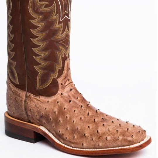 Tony Lama Men's San Saba Vintage Full Quill Ostrich Western Boots - Broad Square Toe