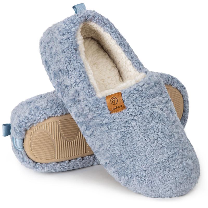 EverFoams Women’s Cozy Winter Slippers – Soft Curly Memory Foam House Shoes, Lightweight Classic Slide with Polar Fleece Lining, Perfect Christmas Gift!