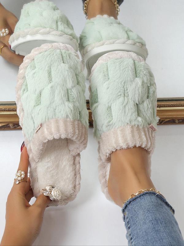 Women's 2024 Solid Color Fluffy Plush Soft Anti-skid Slippers for Gift, Casual Comfortable Home Slippers, Warm Slippers for Indoor & Outdoor Use for All Seasons, Girl's Shoe, Walking Shoes, Footwear Fluffy Slippers