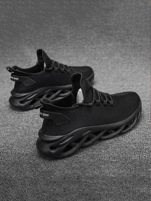 Men's Fashionable Blade Sole Design Lace Up Sneakers, Casual Breathable Comfortable Sports Running Shoes, Male All-match Round Toe Shoes for Daily Wear