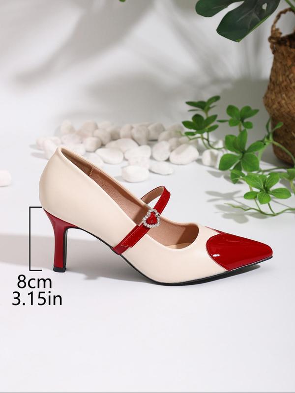 Fashionable Patchwork Stiletto Heels, Elegant Pointed Toe High Heels for Party, Daily Clothing Decor for Women & Girls