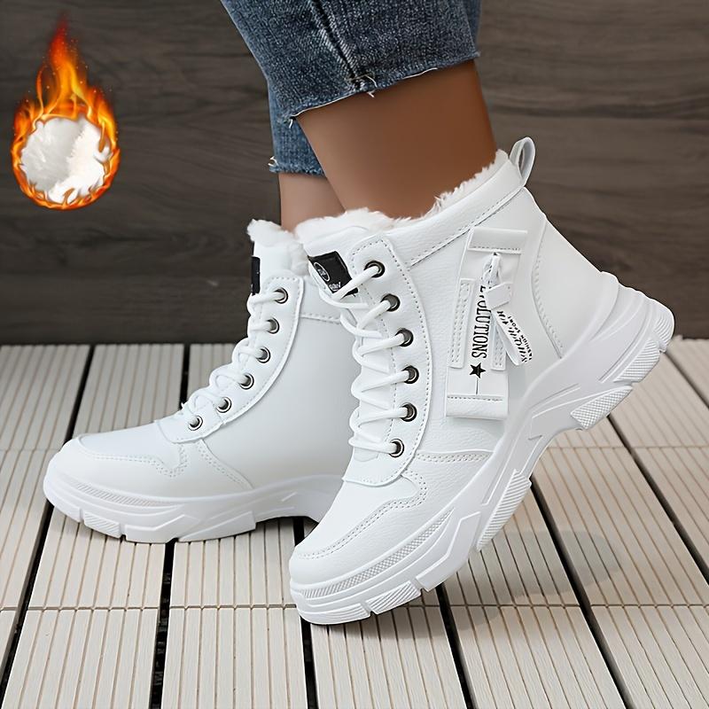 Womens Luxury Thermal Snow Boots - Quick-On Zip, Plush Fleece, Height-Boosting Platform - Ultra-Comfort, Mid-Calf Stylish Lace-Up Design for Winter Warmth and Fashion