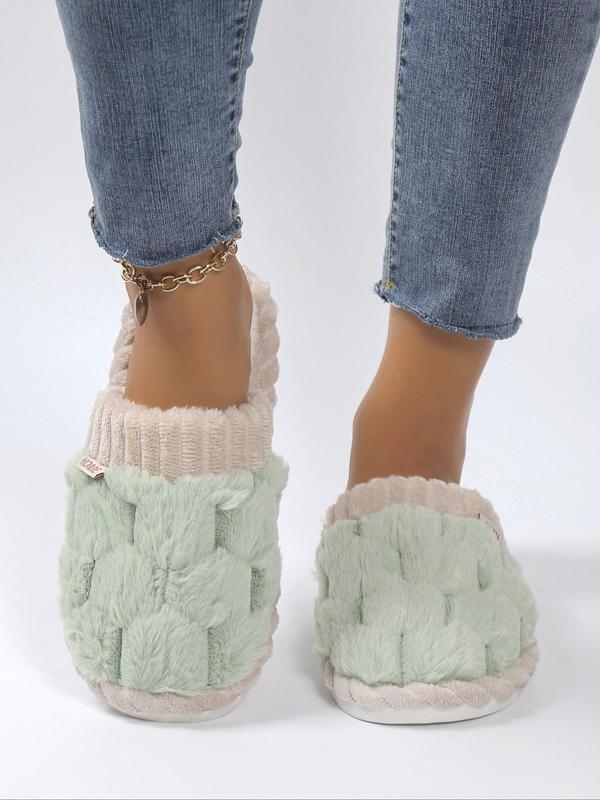 Women's 2024 Solid Color Fluffy Plush Soft Anti-skid Slippers for Gift, Casual Comfortable Home Slippers, Warm Slippers for Indoor & Outdoor Use for All Seasons, Girl's Shoe, Walking Shoes, Footwear Fluffy Slippers