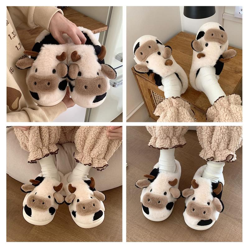 Cow Slippers Women Cartoon Slipper Cotton Kawaii Socks Animal Warm Slippers Cute Indoor Non Skid House Slipper