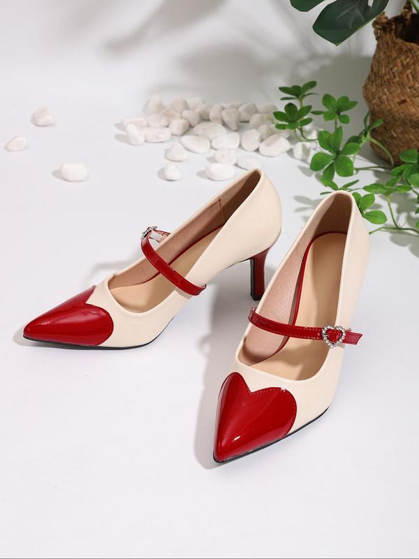 Fashionable Patchwork Stiletto Heels, Elegant Pointed Toe High Heels for Party, Daily Clothing Decor for Women & Girls