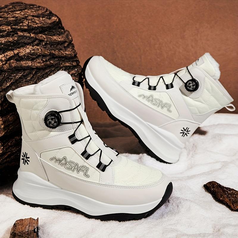 Men's All-Season Snow Boots - Casual Style, Solid Color, Breathable Mesh Upper with Rubber Sole & Fabric Lining Boy Walking Shoes