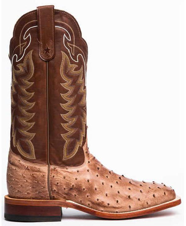 Tony Lama Men's San Saba Vintage Full Quill Ostrich Western Boots - Broad Square Toe