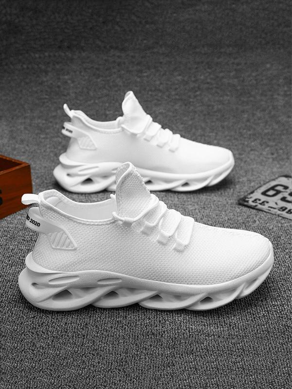 Men's Fashionable Blade Sole Design Lace Up Sneakers, Casual Breathable Comfortable Sports Running Shoes, Male All-match Round Toe Shoes for Daily Wear