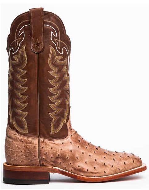 Tony Lama Men's San Saba Vintage Full Quill Ostrich Western Boots - Broad Square Toe