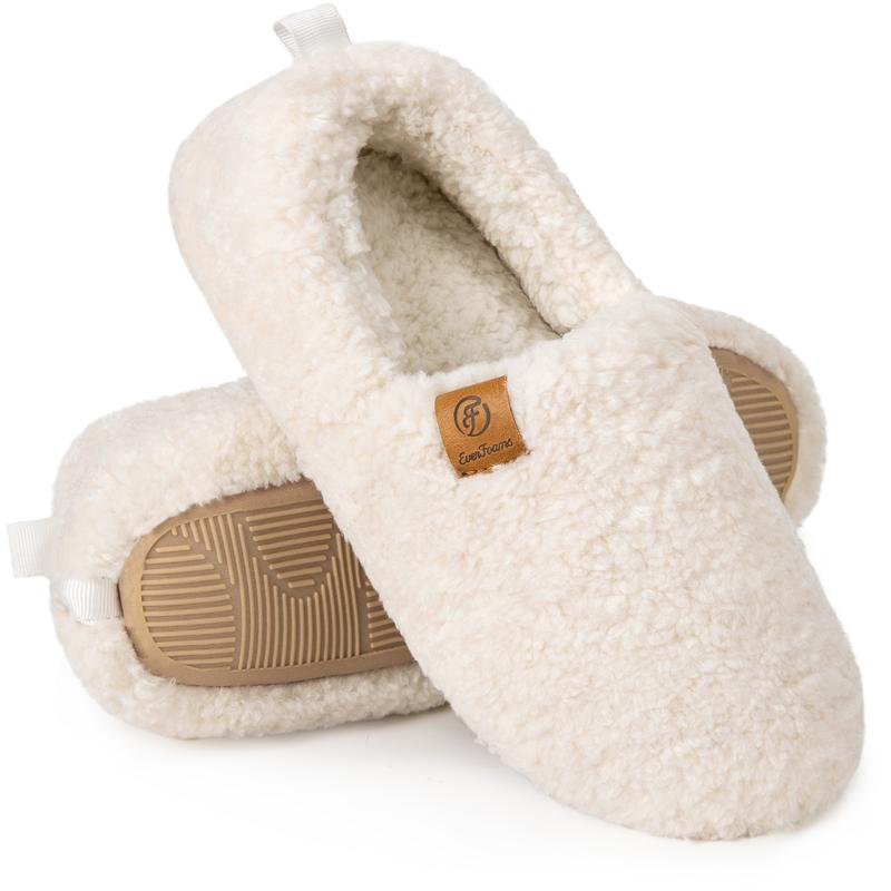 EverFoams Women’s Cozy Winter Slippers – Soft Curly Memory Foam House Shoes, Lightweight Classic Slide with Polar Fleece Lining, Perfect Christmas Gift!