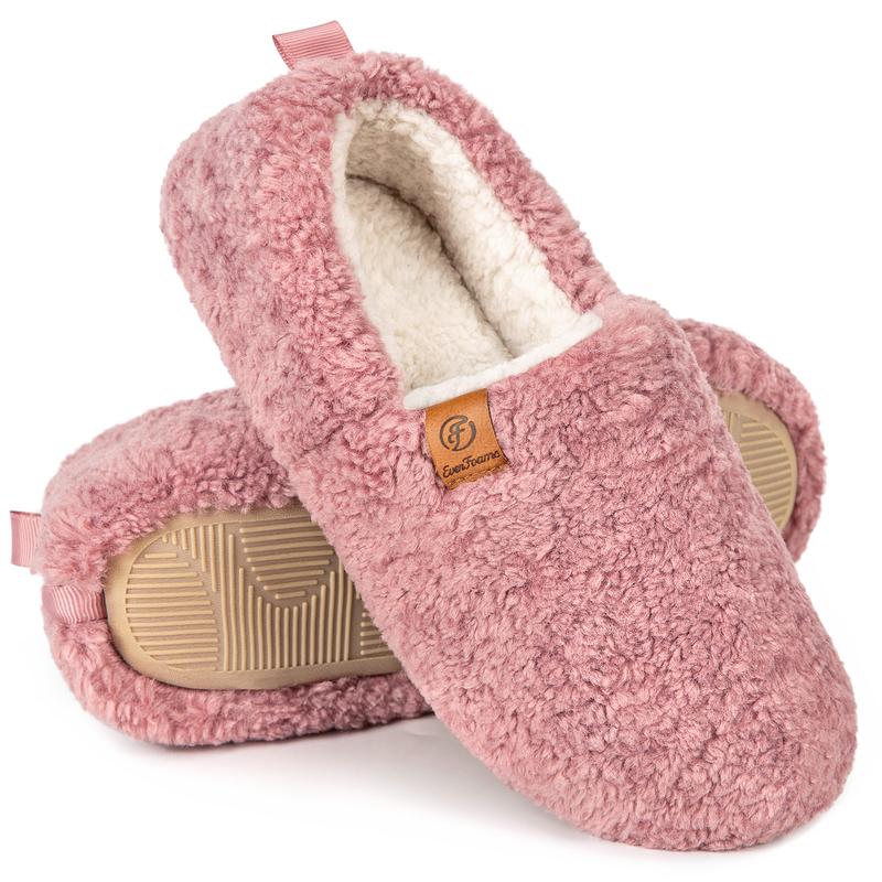 EverFoams Women’s Cozy Winter Slippers – Soft Curly Memory Foam House Shoes, Lightweight Classic Slide with Polar Fleece Lining, Perfect Christmas Gift!