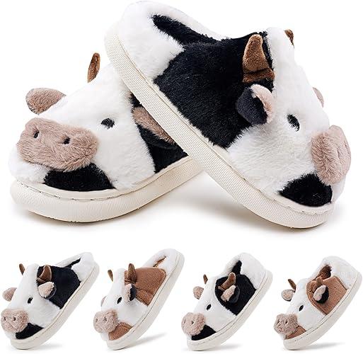 Cow Slippers Women Cartoon Slipper Cotton Kawaii Socks Animal Warm Slippers Cute Indoor Non Skid House Slipper