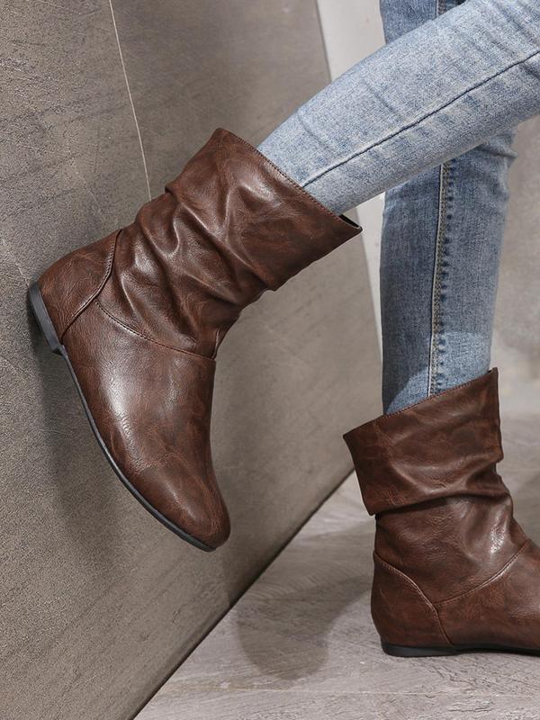 Women's Fashionable Solid Color Boots, Casual Comfortable Boots for Daily Wear, Female All-match Trendy Shoes for Fall & Winter