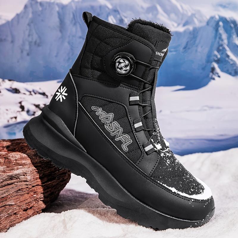 Men's All-Season Snow Boots - Casual Style, Solid Color, Breathable Mesh Upper with Rubber Sole & Fabric Lining Boy Walking Shoes