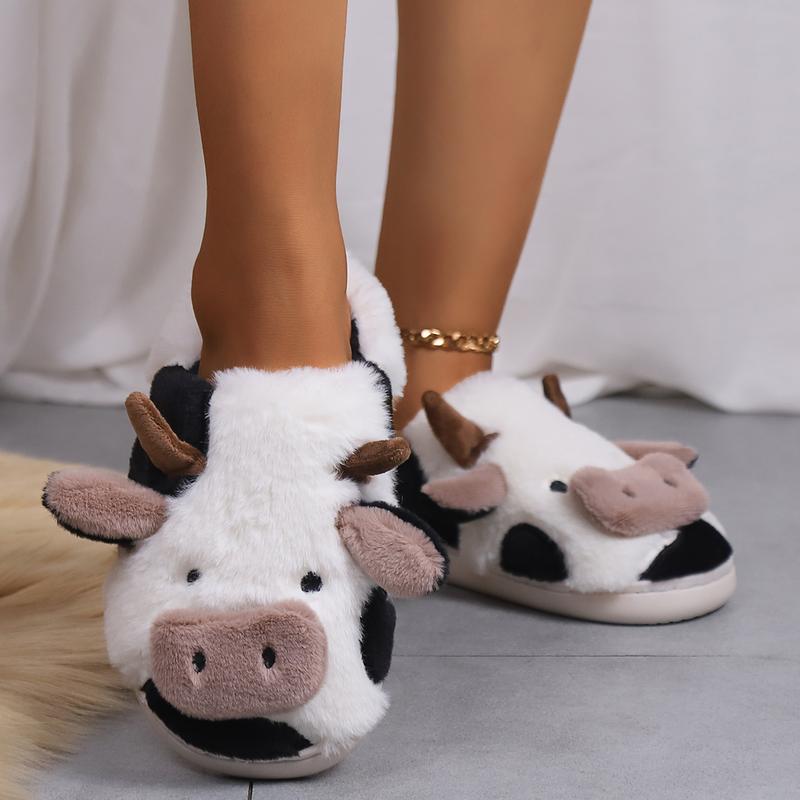 Cow Slippers Women Cartoon Slipper Cotton Kawaii Socks Animal Warm Slippers Cute Indoor Non Skid House Slipper