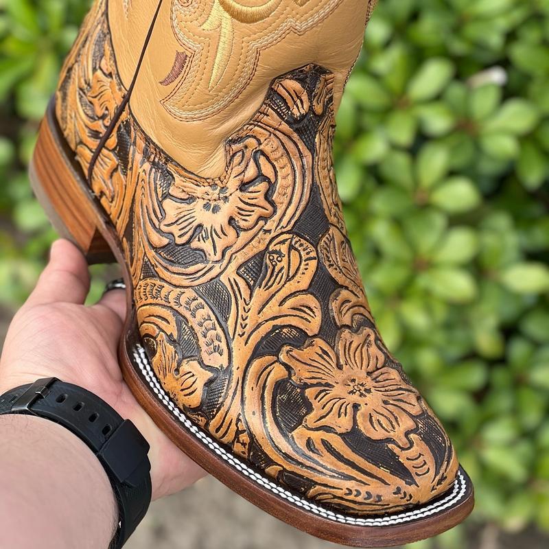 MENS 2 TONE HONEY WESTERN BOOTS