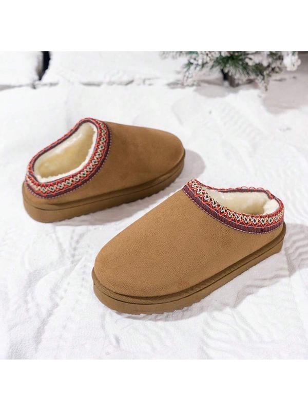 Winter 2024 New Foreign Trade Uggs Female Velvet Warm Thick Soles Best For Camping No Heel Closed Toe Wool Half-Slippers Shoes