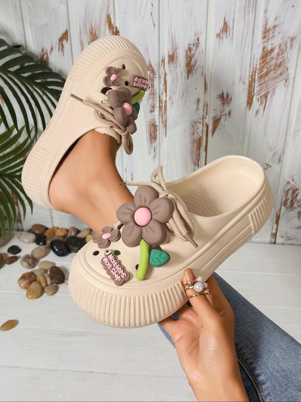 Women's Cute Flower Design Clogs, Casual Comfortable Breathable Non-slip Slippers, Fashionable Slippers for Indoor & Outdoor Wear