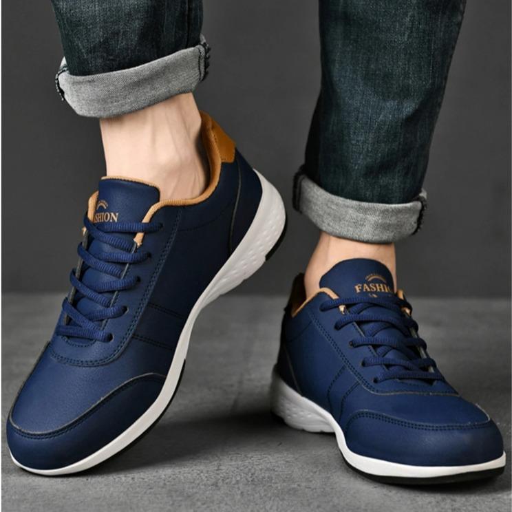 Men's Fashion Sneakers - Solid Color Low Top Lace-Up Casual Shoes with Faux Upper, Fabric Inner, EVA Insole, and PVC Sole - Versatile Running and Dress Footwear for Men