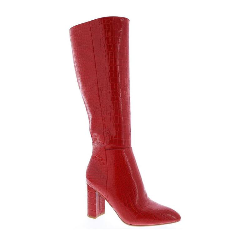 Martha -  Embossed Croc Chunky Heel Boots