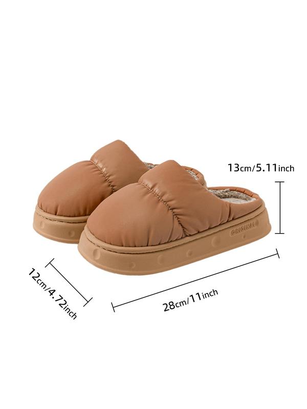 Women's Minimalist Casual Plain Waterproof Platform Slippers, Simple Design Round Toe Warm Slippers for Indoor & Outdoor Wear, Warm Slippers for Winter, Fall Outfit、Fall Freshness