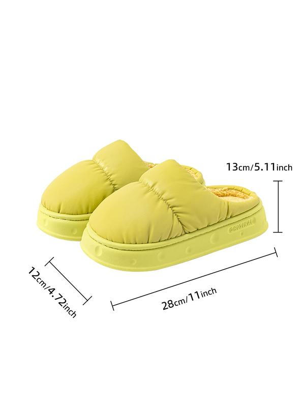 Women's Minimalist Casual Plain Waterproof Platform Slippers, Simple Design Round Toe Warm Slippers for Indoor & Outdoor Wear, Warm Slippers for Winter, Fall Outfit、Fall Freshness