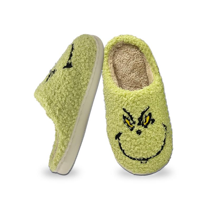 Christmas Grinch Slippers for Women Men, Cartoon Soft Plush Fuzzy Winter holiday slippers,  Comfy Bedroom Christmas Slippers Indoor Outdoor Shoes