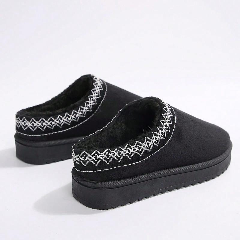 Winter 2024 New Foreign Trade Uggs Female Velvet Warm Thick Soles Best For Camping No Heel Closed Toe Wool Half-Slippers Shoes