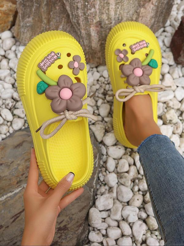 Women's Cute Flower Design Clogs, Casual Comfortable Breathable Non-slip Slippers, Fashionable Slippers for Indoor & Outdoor Wear