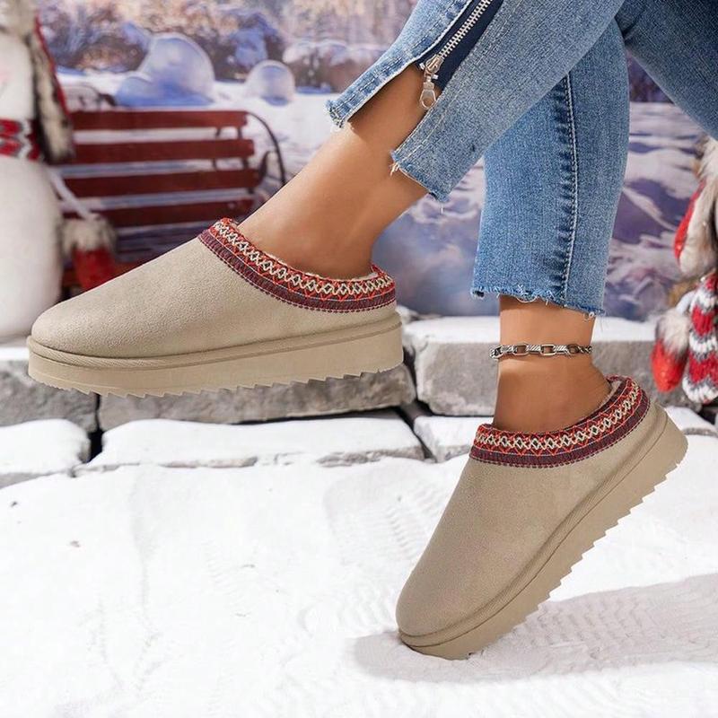 Winter 2024 New Foreign Trade Uggs Female Velvet Warm Thick Soles Best For Camping No Heel Closed Toe Wool Half-Slippers Shoes