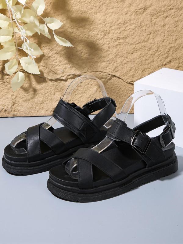 Women's Fashionable Plain Color Cross Strap Platform Sandals, Casual Versatile Platform Sandals for Summer, Lightweight Breathable Comfortable Shoes for Daily Wear