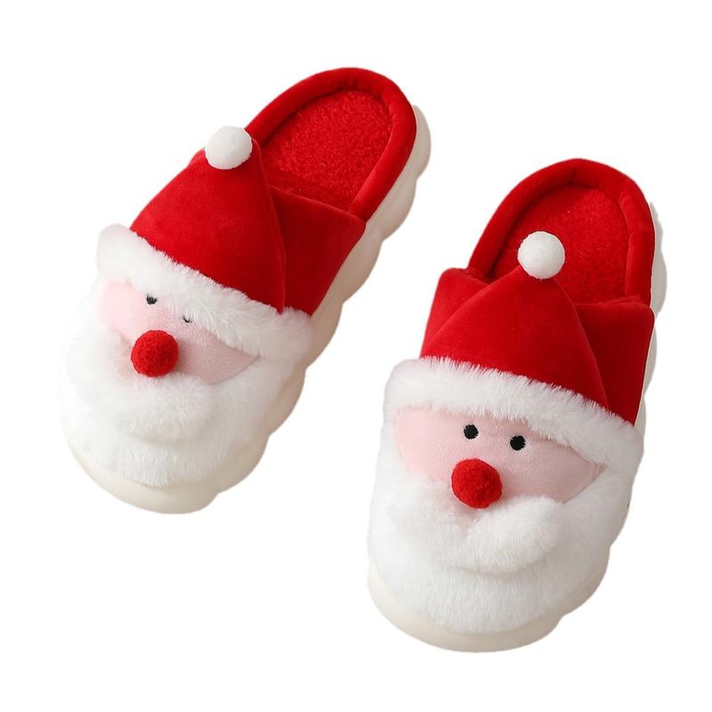 Christmas Slippers For Indoor Autumn And Winter Santa Claus Cotton Slippers For Men And Women, Home Warm Slippers For Outdoor Fur Slippers