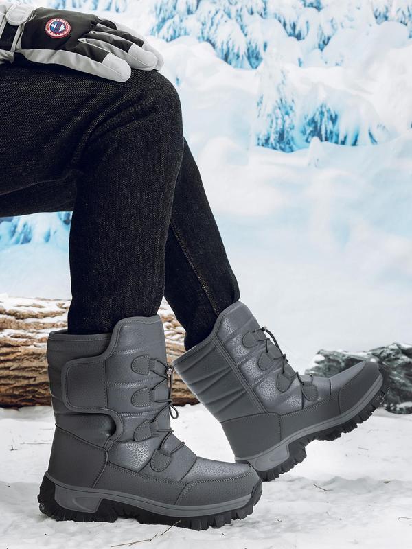 Men's Sporty Lace Up Snow Boots, Casual Comfortable Warm Thermal Lined Outdoor Boots for Fall & Winter, Male All-match Trendy Shoes for Daily Wear