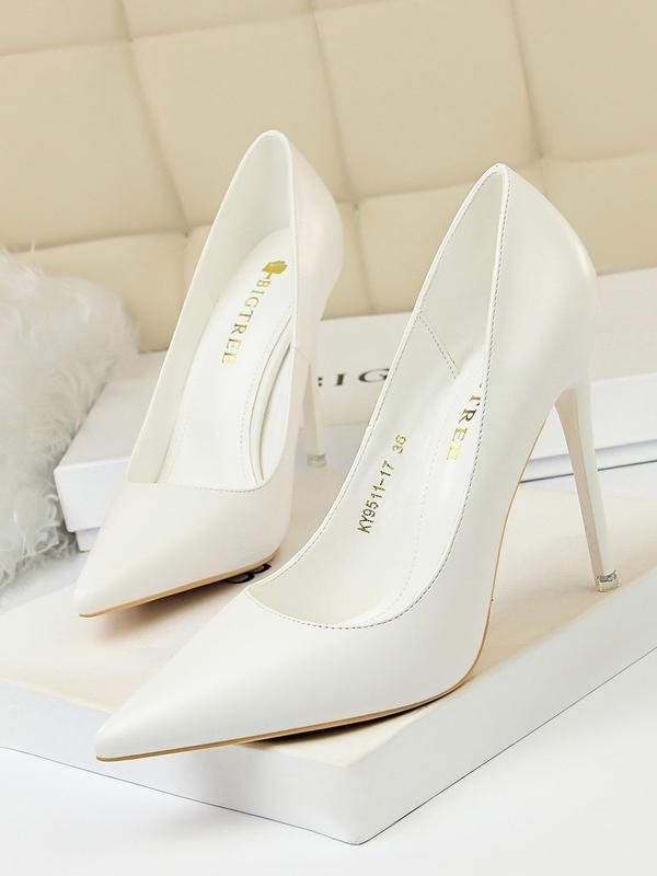 Women's Casual Solid Color Minimalist Stiletto Heels, Elegant Pointed Toe High Heel Shoes for Party Decor, Fashionable All-match Heels for Women & Girls