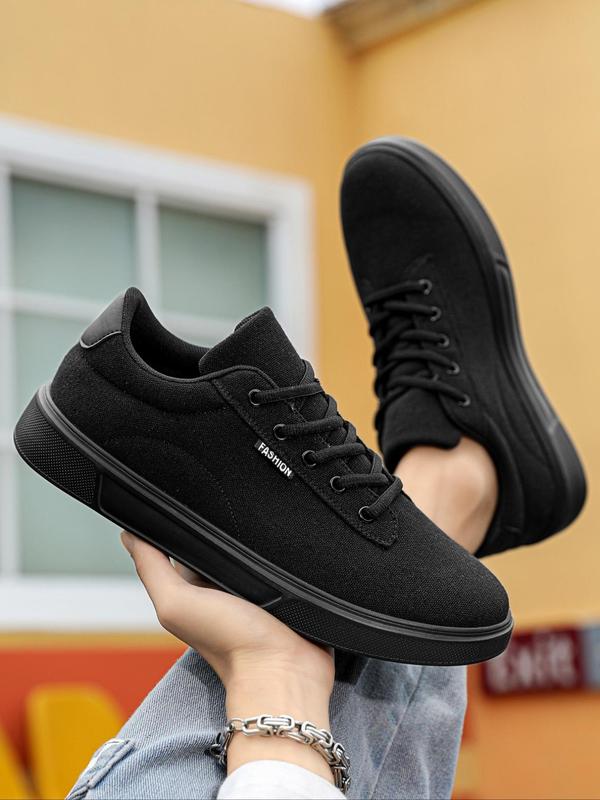 Men's Letter Print Low Top Canvas Sneakers, Summer Trainers, Comfortable Shoes for Daily, Boy Walking Shoes, Footwear, Athletic Runner Training Sports Shoes