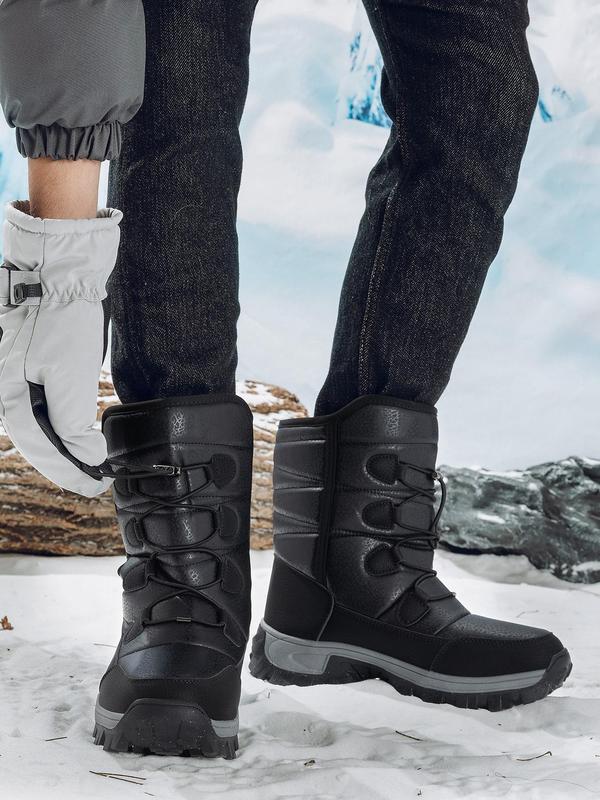 Men's Sporty Lace Up Snow Boots, Casual Comfortable Warm Thermal Lined Outdoor Boots for Fall & Winter, Male All-match Trendy Shoes for Daily Wear