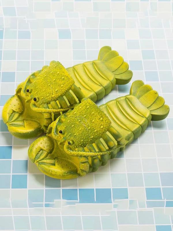 Men's Cute Cartoon Lobster Design Slippers, 1 Pair Fashionable Creative Lobster Themed Design Casual Comfortable Home Slippers, Non-slip Slippers for Indoor & Outdoor Beach